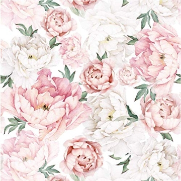 UniGoos Watercolor Floral Wallpaper Peel and Stick Self-Adhesive Removable Vintage Peony Wall Paper ...