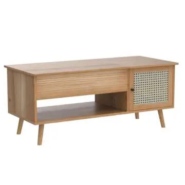 FOKWE Lift Top Coffee Table with Hidden Compartment, Big Storage Space & Adjustable Storage Shelf Lift Tabletop Dining Table for Home Living Room, Office (Walnut), 17.72D x 39.37W x 17.72H in