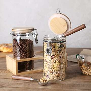 KKC Airtight Glass Jars for Coffee, Sugar, and Tea