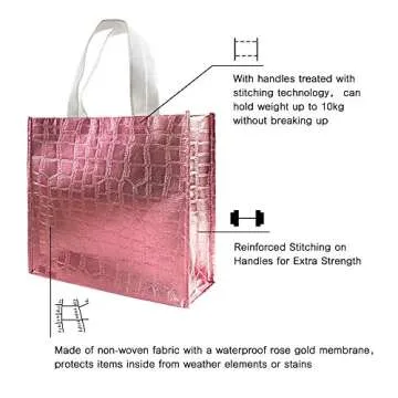 LadyRosian 12 Pcs Reusable Rose Gold Gift Bags