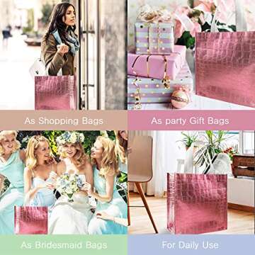 LadyRosian 12 Pcs Reusable Rose Gold Gift Bags
