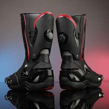 Zeozoom Motorcycle Riding Boots Motorcycle Leather Boots for Women and Men Protection Anti Slip Racing Sports (Black, Adult, Men, 11, Numeric, US Footwear Size System, Medium)