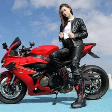 Zeozoom Motorcycle Riding Boots Motorcycle Leather Boots for Women and Men Protection Anti Slip Racing Sports (Black, Adult, Men, 11, Numeric, US Footwear Size System, Medium)