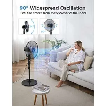 Pelonis 16" Oscillating Pedestal Fan - Quiet & Efficient