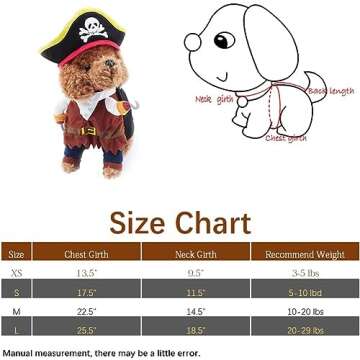 Funny Dog Costume Pirates of The Caribbean Style Cat Costumes Halloween Dog Clothes with Hat Small M...