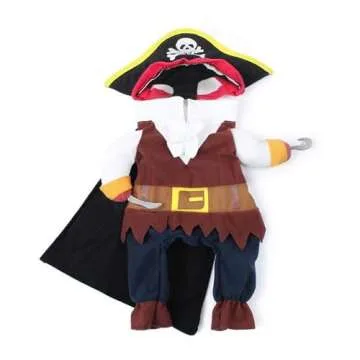 Funny Dog Costume Pirates of The Caribbean Style Cat Costumes Halloween Dog Clothes with Hat Small Medium Pet Kitty Cosplay Outfits Cute Prop Apparel for Halloween Party Accessories (Small)