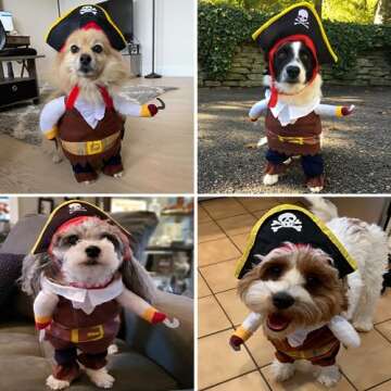 Funny Dog Costume Pirates of The Caribbean Style Cat Costumes Halloween Dog Clothes with Hat Small Medium Pet Kitty Cosplay Outfits Cute Prop Apparel for Halloween Party Accessories (Small)