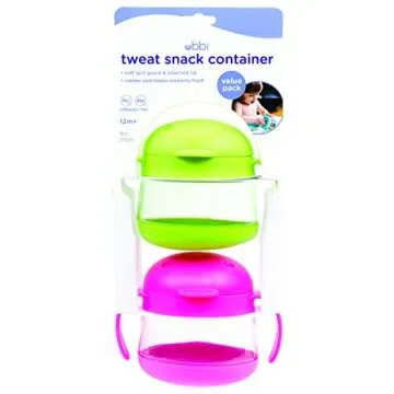 Ubbi Tweat No Spill 2 Pack Snack Container for Kids, BPA-Free, Toddler Snack Catcher, Green/Pink