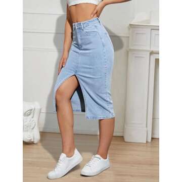 Stylish Women's Denim Pencil Skirt - High Waist & Casual