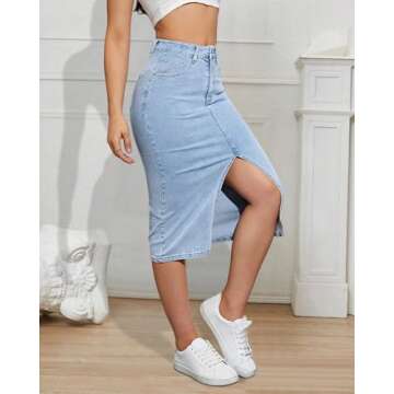 Stylish Women's Denim Pencil Skirt - High Waist & Casual