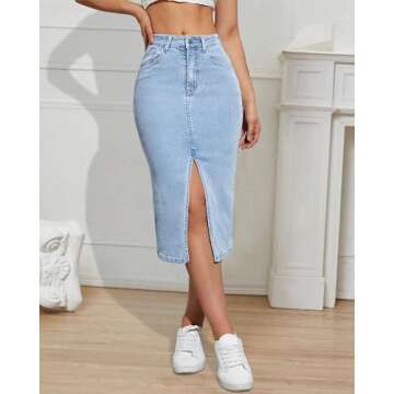 Stylish Women's Denim Pencil Skirt - High Waist & Casual