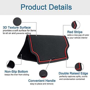 JDMCAR Liner Accessories Compatible with Toyota RAV4 2019-2024 2025 and 2021-2025 RAV-4 Prime, Custom Fit Cup Holder, Center Console, and Door Pockets Inserts Kit (Red Trim) - 15 PC Set