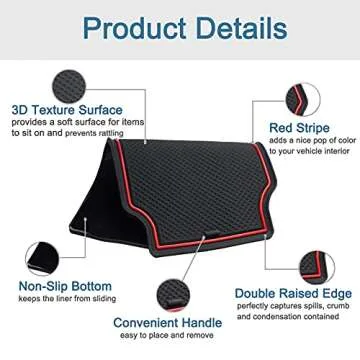 JDMCAR Liner Accessories Compatible with Toyota RAV4 2019-2024 2025 and 2021-2025 RAV-4 Prime, Custom Fit Cup Holder, Center Console, and Door Pockets Inserts Kit (Red Trim) - 15 PC Set