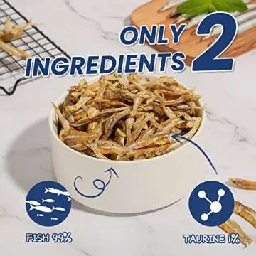 PAWUP Whole Fish Treats for Dogs Cats, Air Dried -100% Wild-Caught Fish Treat, Only Two Ingredient, High in Protein and Omega-3, 8oz