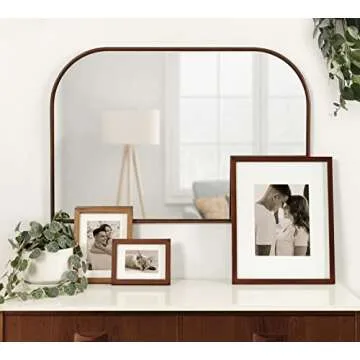 Kate and Laurel Caskill Modern Arched Wall Mirror, 36 x 24. Bronze, Decorative Wide Contemporary Mir...