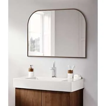 Kate and Laurel Caskill Modern Arched Wall Mirror, 36 x 24. Bronze, Decorative Wide Contemporary Mirror for Wall Decor with Arched Frame and Sophisticated Look