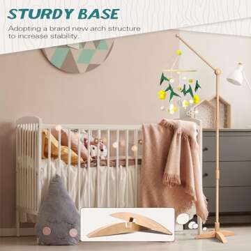 LVGOATH Adjustable Wooden Crib Mobile Arm for Nursery