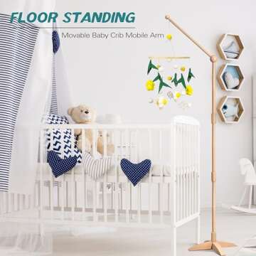 LVGOATH Adjustable Wooden Crib Mobile Arm for Nursery