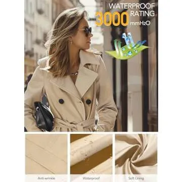 FASRYKOC Women's Stylish Double-Breasted Trench Coat