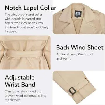 FASRYKOC Women's Stylish Double-Breasted Trench Coat