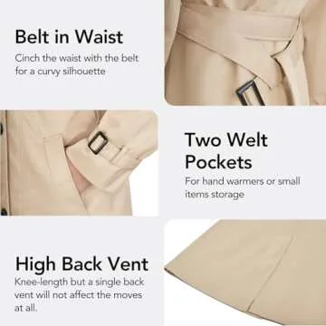 FASRYKOC Women's Stylish Double-Breasted Trench Coat