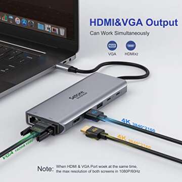 14-in-1 USB C Docking Station with Dual Monitor Support