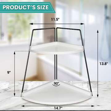 PICKKROSS 2 Tier Bathroom Counter Organizer, Wood Bathroom Organizer Countertop, Corner Storage Shelf Counter Standing Rack, Cosmetic Vanity Tray Kitchen Spice Rack, Bathroom Organizer