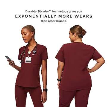 Shop FIGS Catarina Scrub Top for Women - Burgundy, 2XL