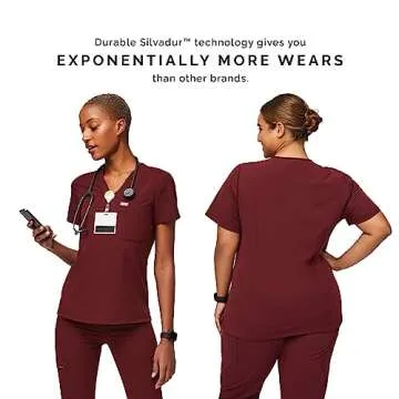 Shop FIGS Catarina Scrub Top for Women - Burgundy, 2XL