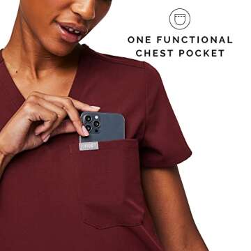 Shop FIGS Catarina Scrub Top for Women - Burgundy, 2XL