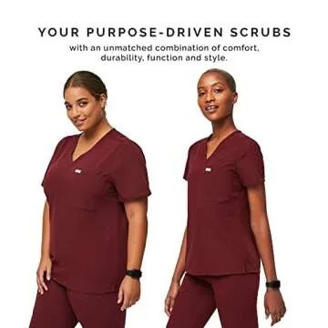 Shop FIGS Catarina Scrub Top for Women - Burgundy, 2XL