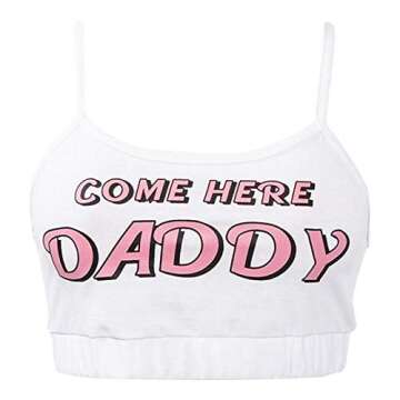 FULA-bao Come Here Daddy Please Panty and Bra Set for Women 2PCS Slutty Underwear Lingerie Set Strappy Tank Top Panty Pajamas