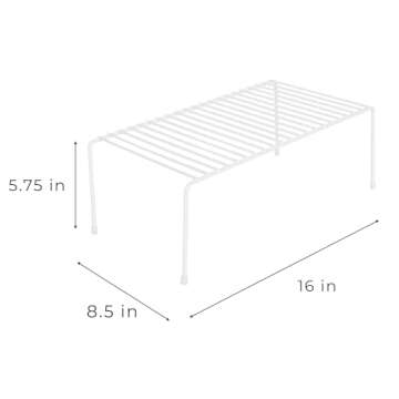 Smart Design Cabinet Storage Shelf Rack - Set of 6 - Large - 8.5 x 16 Inch - Steel Metal Wire - Rust Resistant Coating - Dish, Counter and Pantry Organization - Kitchen - White