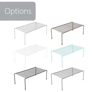 Smart Design Cabinet Storage Shelf Rack - Set of 6 - Large - 8.5 x 16 Inch - Steel Metal Wire - Rust Resistant Coating - Dish, Counter and Pantry Organization - Kitchen - White