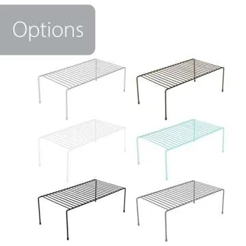 Smart Design Cabinet Storage Shelf Rack - Set of 6 - Large - 8.5 x 16 Inch - Steel Metal Wire - Rust Resistant Coating - Dish, Counter and Pantry Organization - Kitchen - White