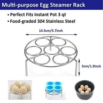 Silicone Egg Bites Mold for Instant Pot Accessories 3 Qt by ULEE - Fits Instant Pot 3/5/6/8 Qt Pressure Cooker, Stainless Steel Egg Steamer Rack Included