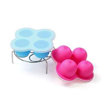 Silicone Egg Bites Mold for Instant Pot Accessories 3 Qt by ULEE - Fits Instant Pot 3/5/6/8 Qt Pressure Cooker, Stainless Steel Egg Steamer Rack Included