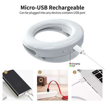 Meifigno Selfie Ring Light [3 Light Modes] [Rechargeable], Clip on Phone Camera LED Light, Adjustable Brightness Selfie Circle Light Designed for iPhone 15 14 13 12 11 8 Plus Pro Max Android iPad Lapt