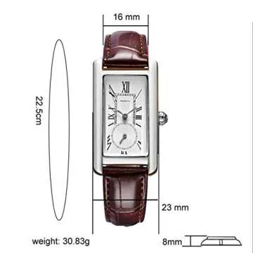 carlien Women Quartz Watch Lady Stylish Rectangle Dress Watch with Leather Strap and Sapphire Crown (Silver Green)