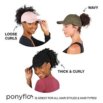 Ponyflo Satin-Lined Ponytail Cap - Designed for Women with Curly Hair, Ponytail Hats for Women, Curly Hair Ponytail Hat, Baseball Cap Women, Hats for Ponytails Beige