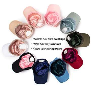 Ponyflo Satin-Lined Ponytail Cap - Designed for Women with Curly Hair, Ponytail Hats for Women, Curly Hair Ponytail Hat, Baseball Cap Women, Hats for Ponytails Beige