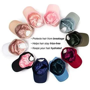 Ponyflo Satin-Lined Ponytail Cap - Designed for Women with Curly Hair, Ponytail Hats for Women, Curly Hair Ponytail Hat, Baseball Cap Women, Hats for Ponytails Beige