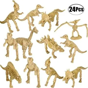 Bedwina Dinosaur Fossil Skeleton - (Pack of 24) 3.7 Inch Assorted Plastic Dino Figure Bones for Kids Science Dig Kit, Digging Sandbox Bins Play Toys, Party Favors, Birthday Decorations