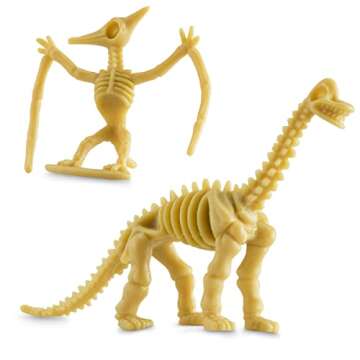 Bedwina Dinosaur Fossil Skeleton - (Pack of 24) 3.7 Inch Assorted Plastic Dino Figure Bones for Kids Science Dig Kit, Digging Sandbox Bins Play Toys, Party Favors, Birthday Decorations