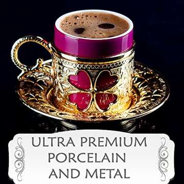 Turkish Greek Arabic Coffee Espresso Cups Set of 6 Saucers Porcelain Ceramic Mini Mug Vintage for Maker Pot Cezve Chinese Demitasse Decorative Floral Blooming Party Kitchen Women Gift English