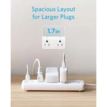 Anker Power Strip with USB, 3-Outlet & 3 PowerIQ USB Power Strip, PowerPort Strip 3 with 5 Foot Long Extension Cord, Flat Plug, Safety Shutter, for Home, Office