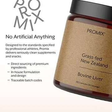 ProMix Nutrition Grass Fed Raw Beef Liver Supplement, Multivitamin Detox for Liver Health, Bioavailable Vitamin A, B12, D3, Heme Iron, 180 Gelatin Capsules