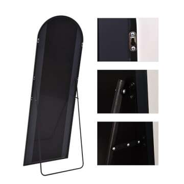 KOMCOTE Full Length Arch Mirror - Black 71x30 Inches