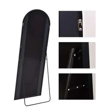 KOMCOTE Full Length Arch Mirror - Black 71x30 Inches