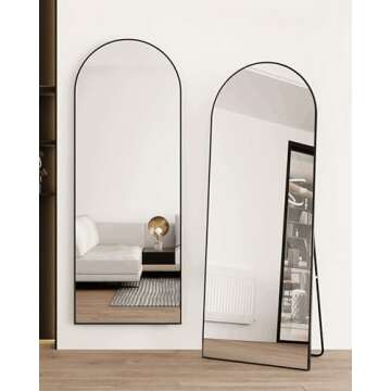 KOMCOTE Full Length Arch Mirror - Black 71x30 Inches